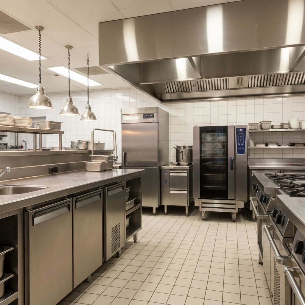 Commercial kitchen equipment and professional setup
