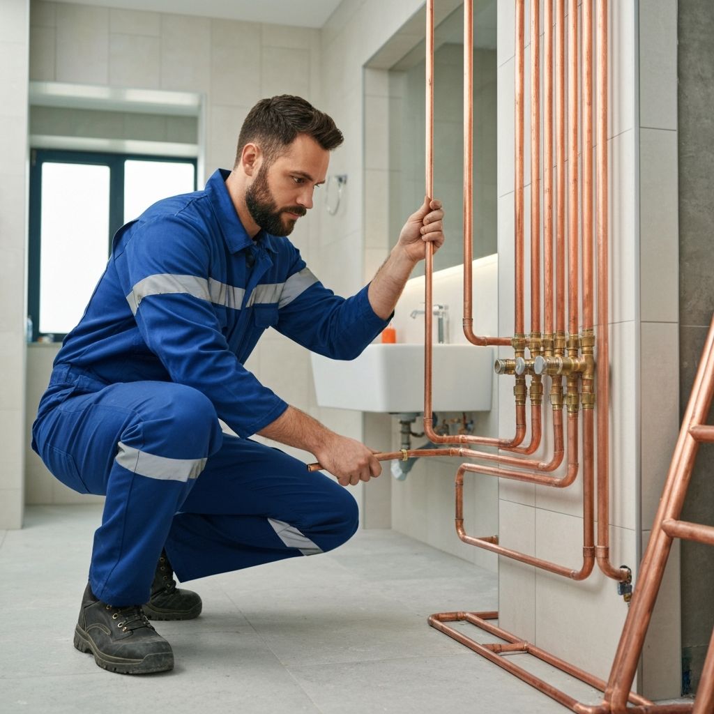 Gas boiler and plumbing installation detail